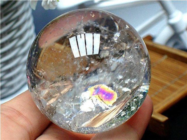 AAA級天然レインボー水晶丸玉YTHB86B1|339B04A