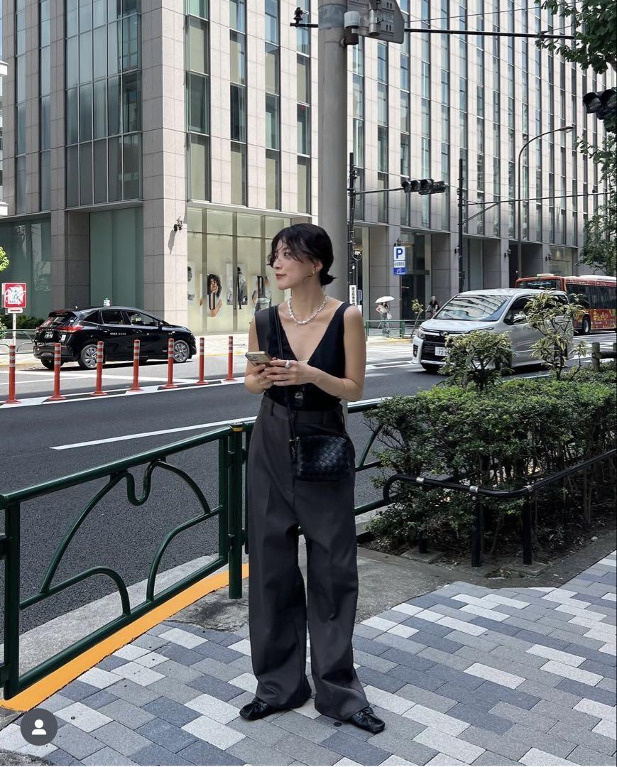 ︎etretokyoサスペンダーワイドパンツSグレー ︎エトレサスパンツ