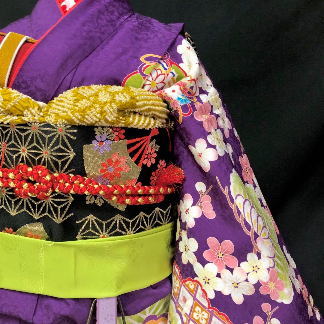 正絹 七五三 7歳 絵羽 紫 着物 四つ身 作り帯 セット 女の子目立った傷や汚れなし WWW_OPDRERGINERDOGAN_COM