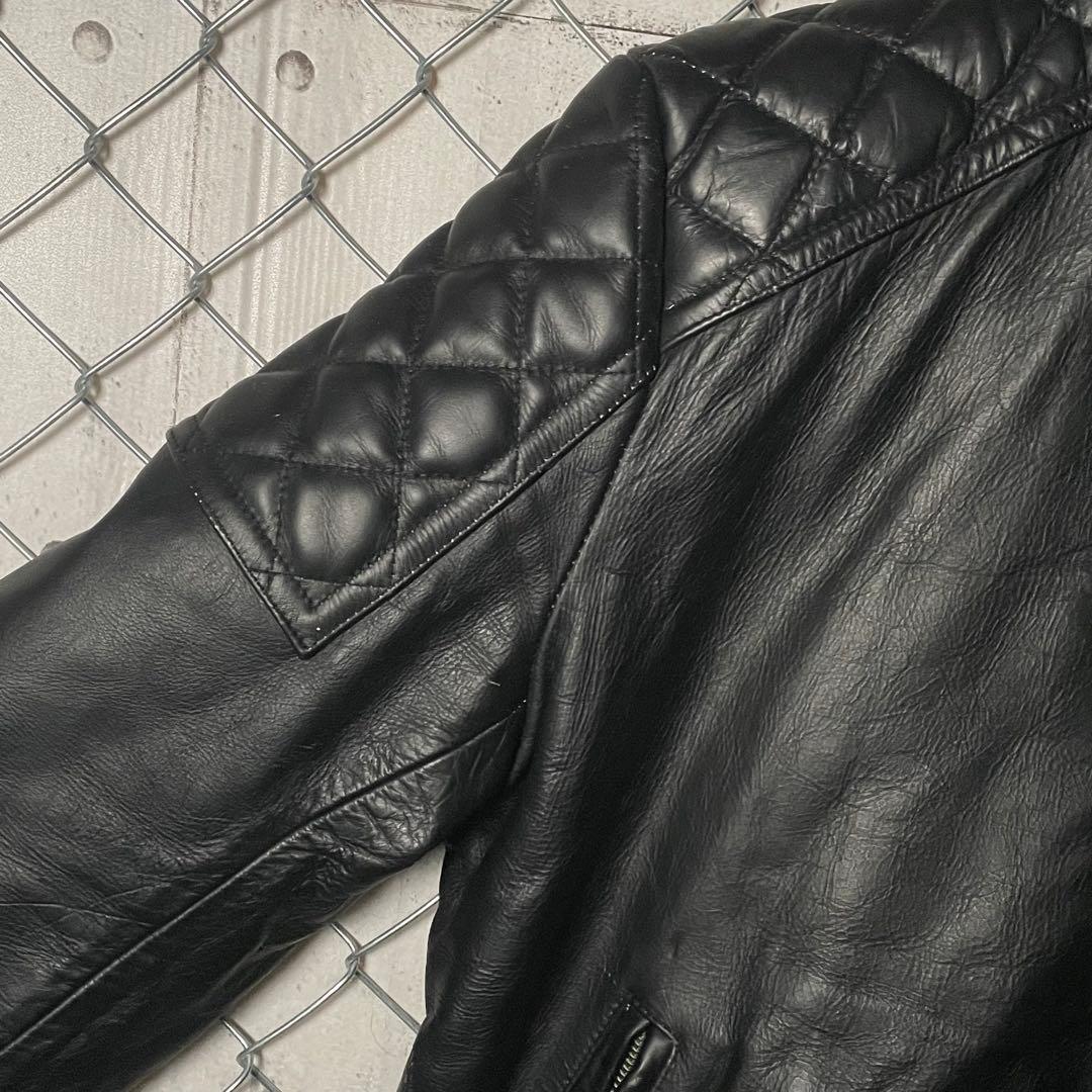 シングル ライダースジャケット 牛革 革ジャン 本革 短丈 黒 M シングル ライダースジャケット 牛革 革ジャン 本革 短丈 黒 M