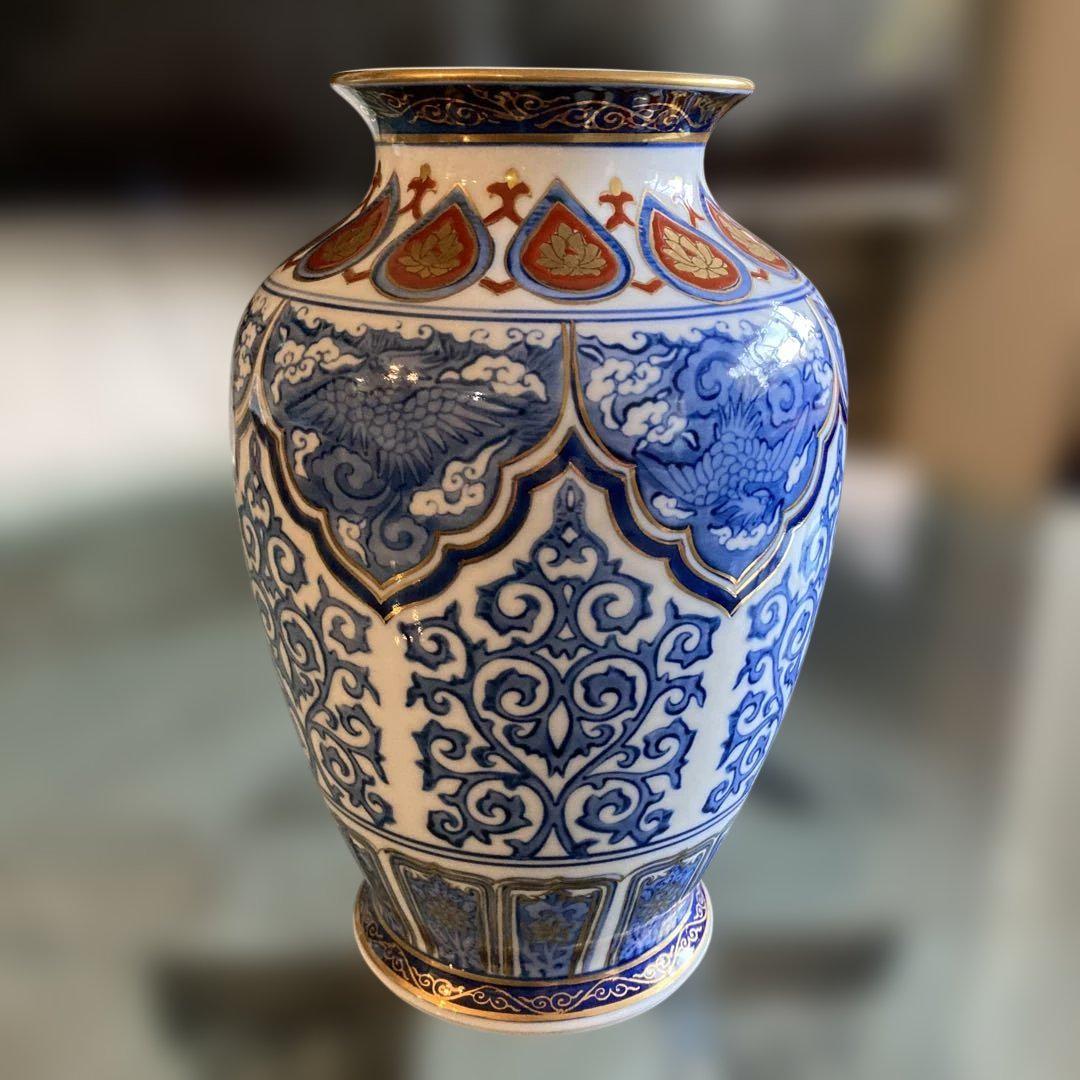 【レア 高さ92cm】古伊万里 色絵金彩鳥花唐草絵付 特大 花瓶 大壺 飾り壷 古伊万里 色絵 花唐草図火鉢 高さ25cm 古美術品 メダカ鉢 金魚鉢