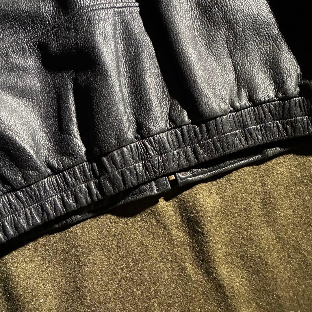 90s Eddie Bauer レザージャケット スウィングトップ M ブラック 90s Eddie Bauer レザージャケット スウィングトップ M ブラック