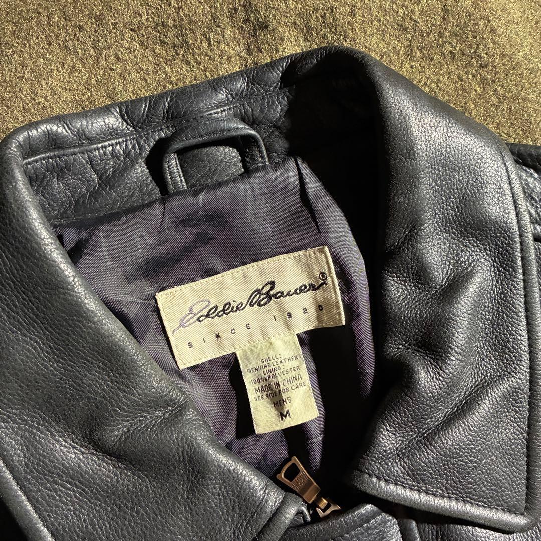 90s Eddie Bauer レザージャケット スウィングトップ M ブラック 90s Eddie Bauer レザージャケット スウィングトップ M ブラック