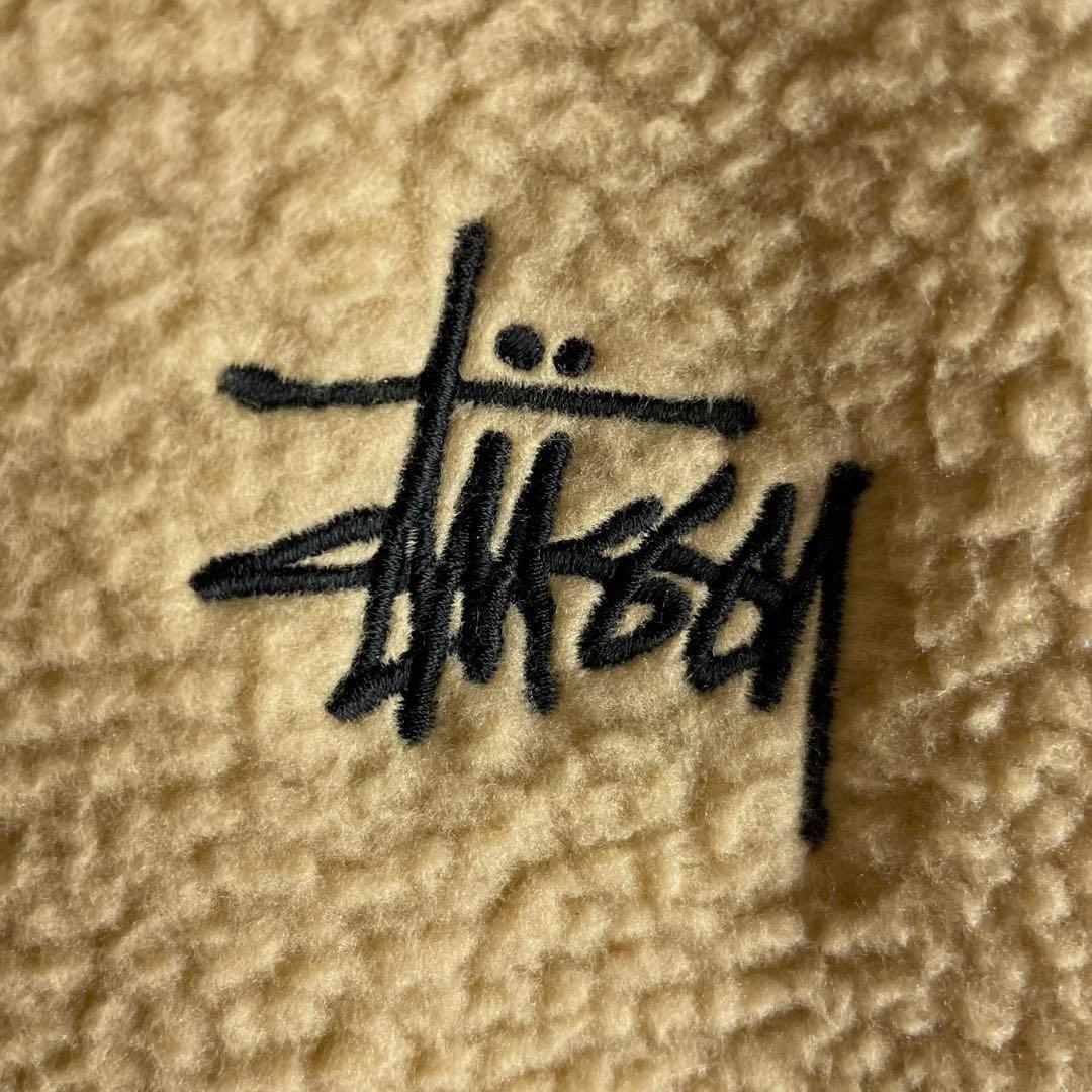 希少XLサイズ】ステューシー☆刺繍ロゴ ハーフジップ ボア 希少XLサイズ】ステューシー☆刺繍ロゴ ハーフジップ ボア