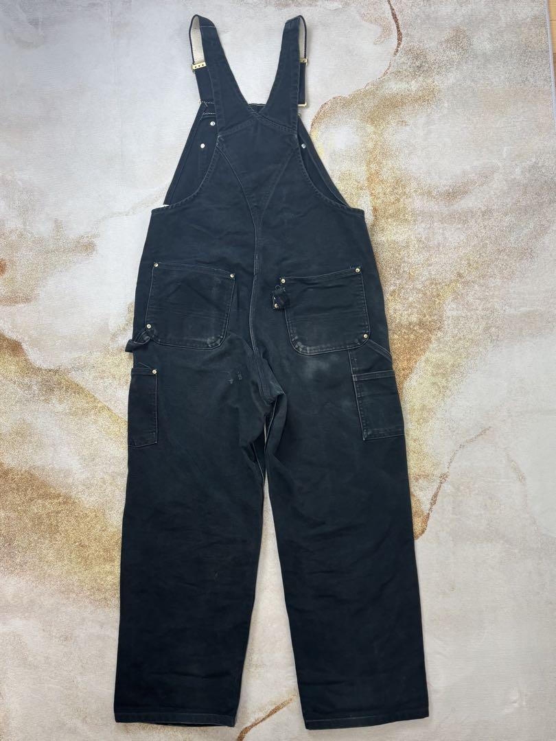 古着Carhartt 00s ダブルニーダックオーバーオール ブラック36x30