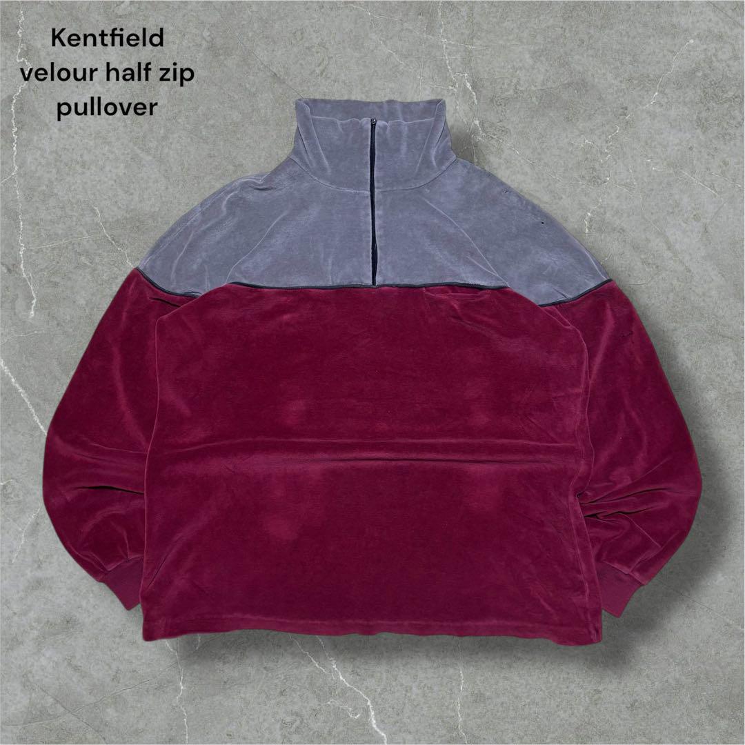 80s~ Kentfieldベロアハーフジッププルオーバースウェットワインレッド