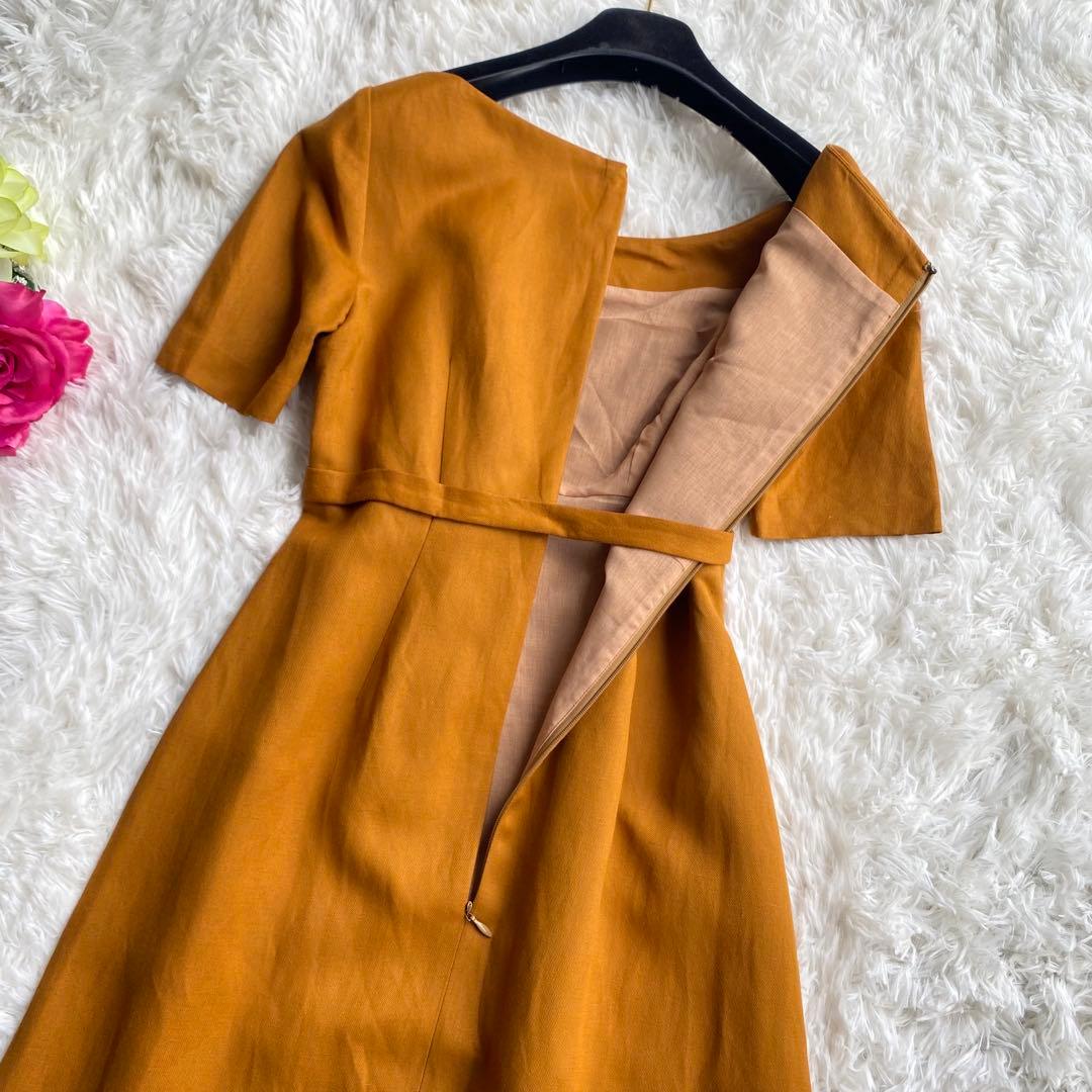 美品♡シビラ ロングワンピース ドレス 半袖 リボンベルト リネン