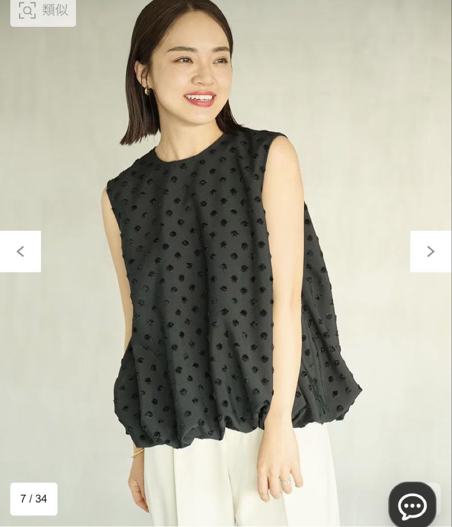 完売　春名亜美　ジャガードドットバルーンブラウス　オフ　サイズ0　#Newans 春名亜美さんコラボ〉【大好評につき追加生産！】ジャガード