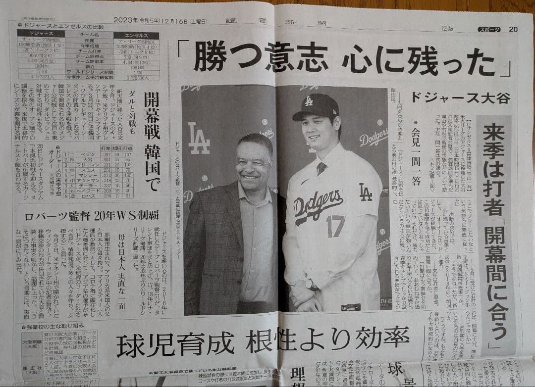 大谷翔平 読売新聞 新聞記事 新聞広告 大谷翔平 読売新聞 新聞記事 新聞広告