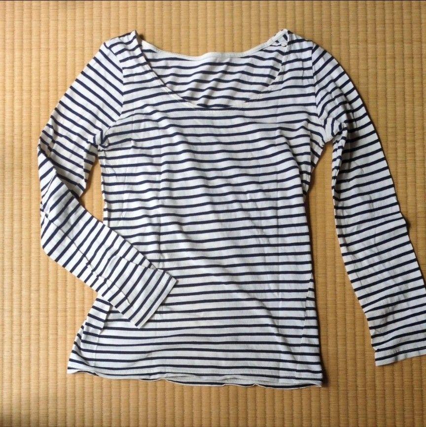 ストライプ ボートネック 長袖Tシャツ