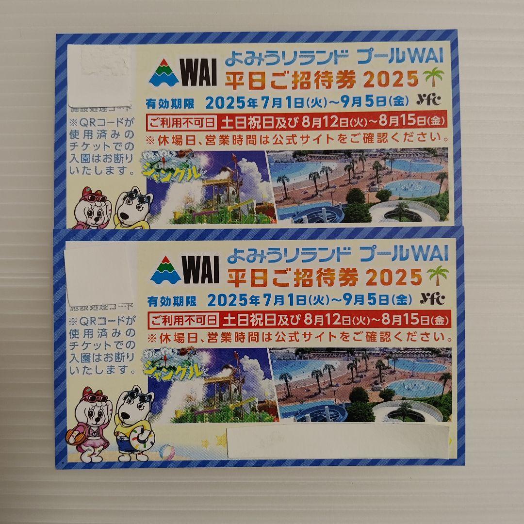 よみうりランドプールWAI 平日ご招待券 2枚