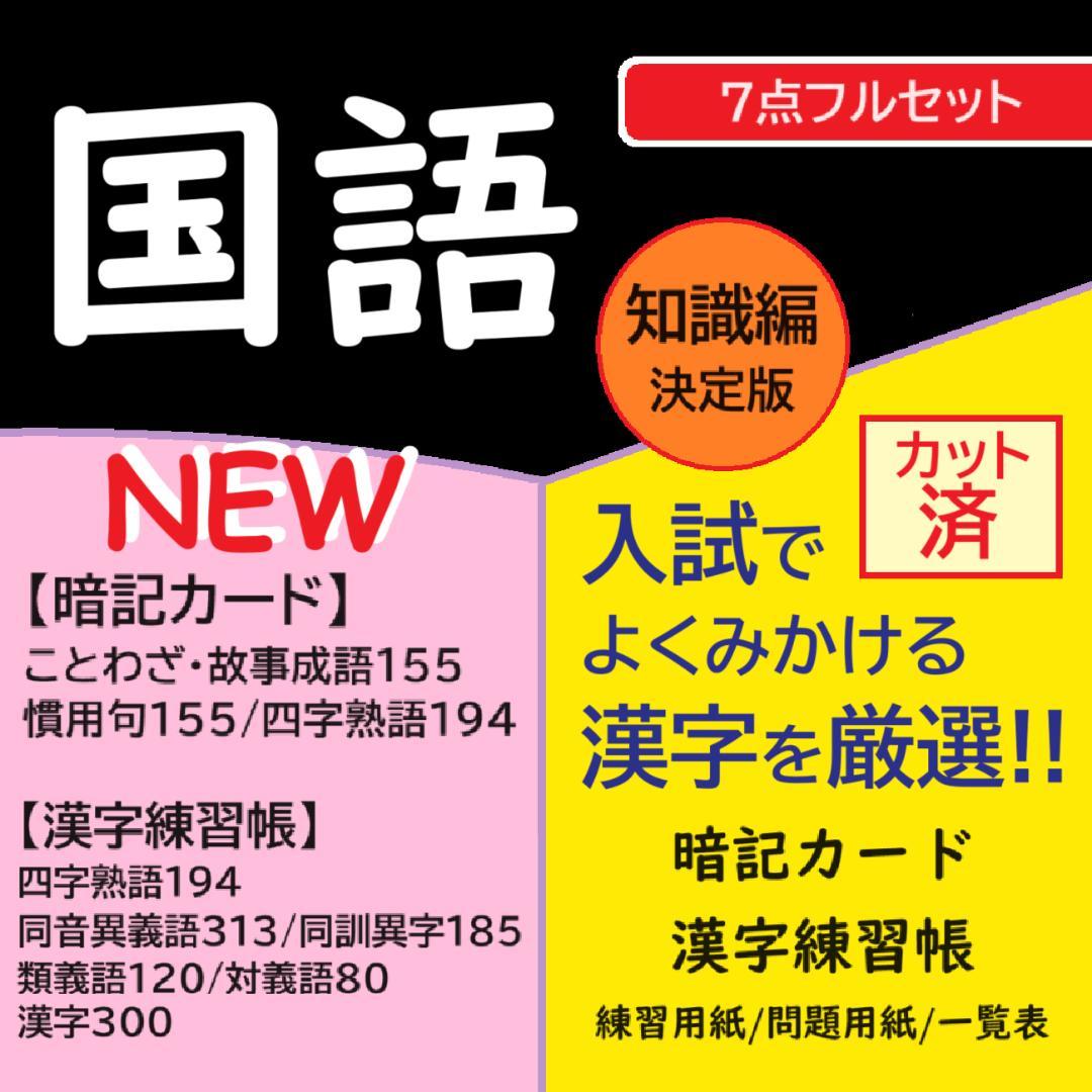 NEW☆カット済【中学受験】国語 知識編 暗記カード/練習帳・演習問題 7点 j