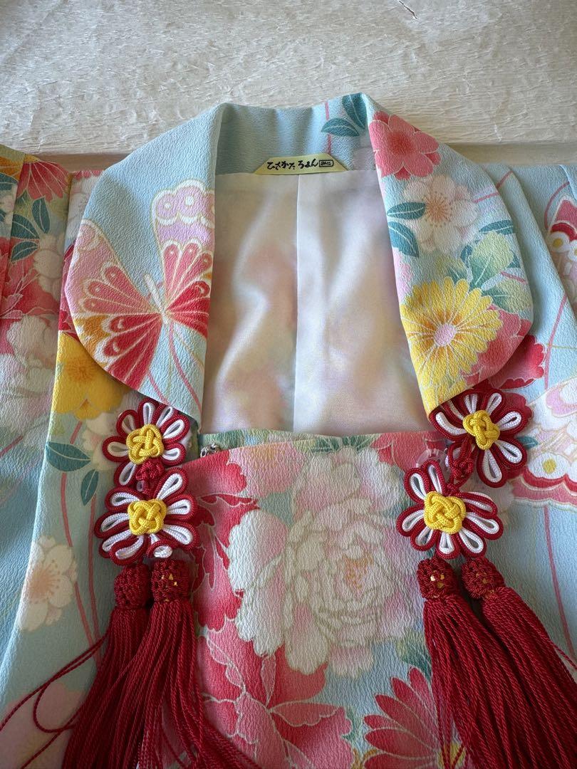 専用です★ひさかたろまん　水色に舞蝶と牡丹、菊、桜　三歳着物セット