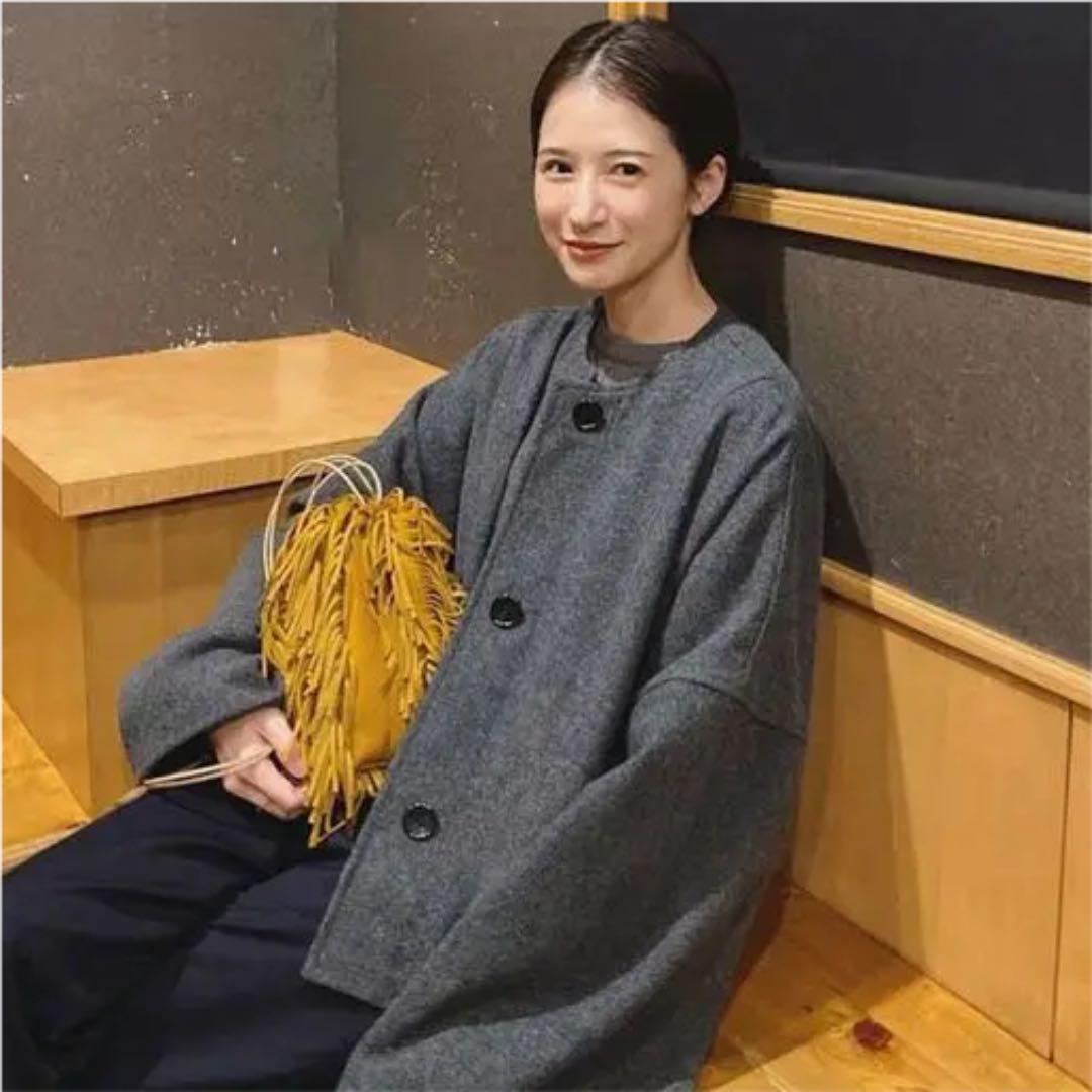 クラネ CLANE ノーカラーワイドブルゾン アウター ショートコート