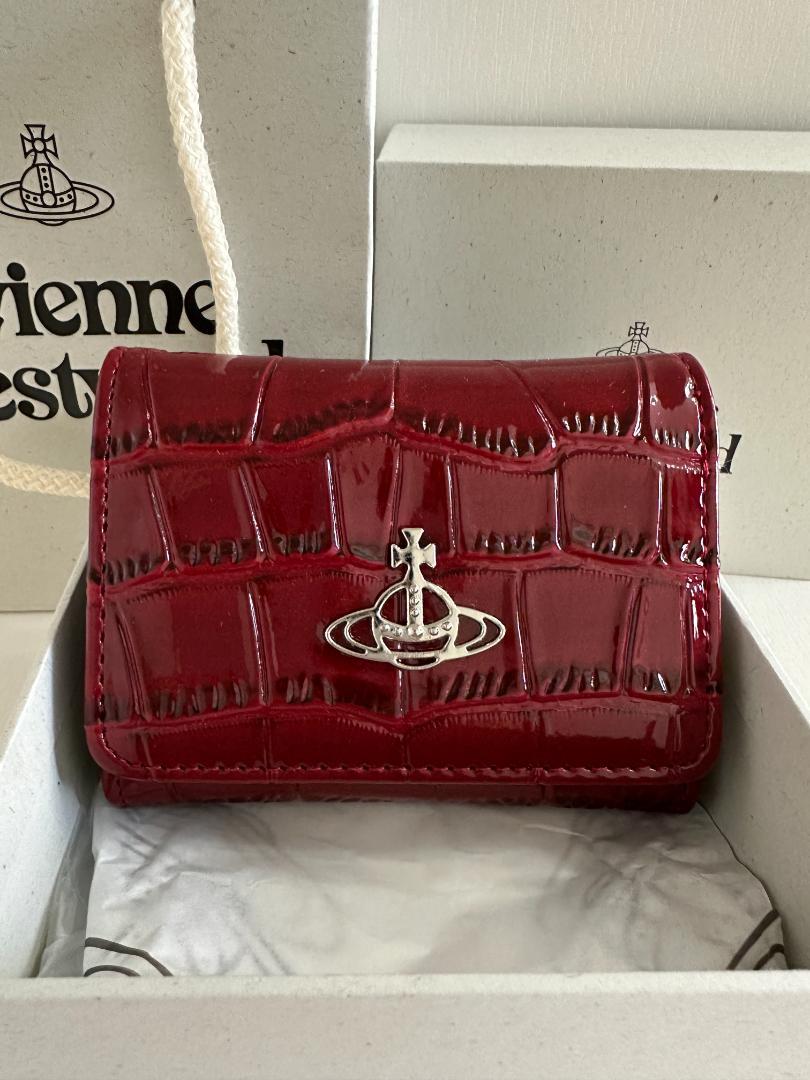 超美品✨Vivienne Westwood レッド クロコダイル風 三つ折り財布