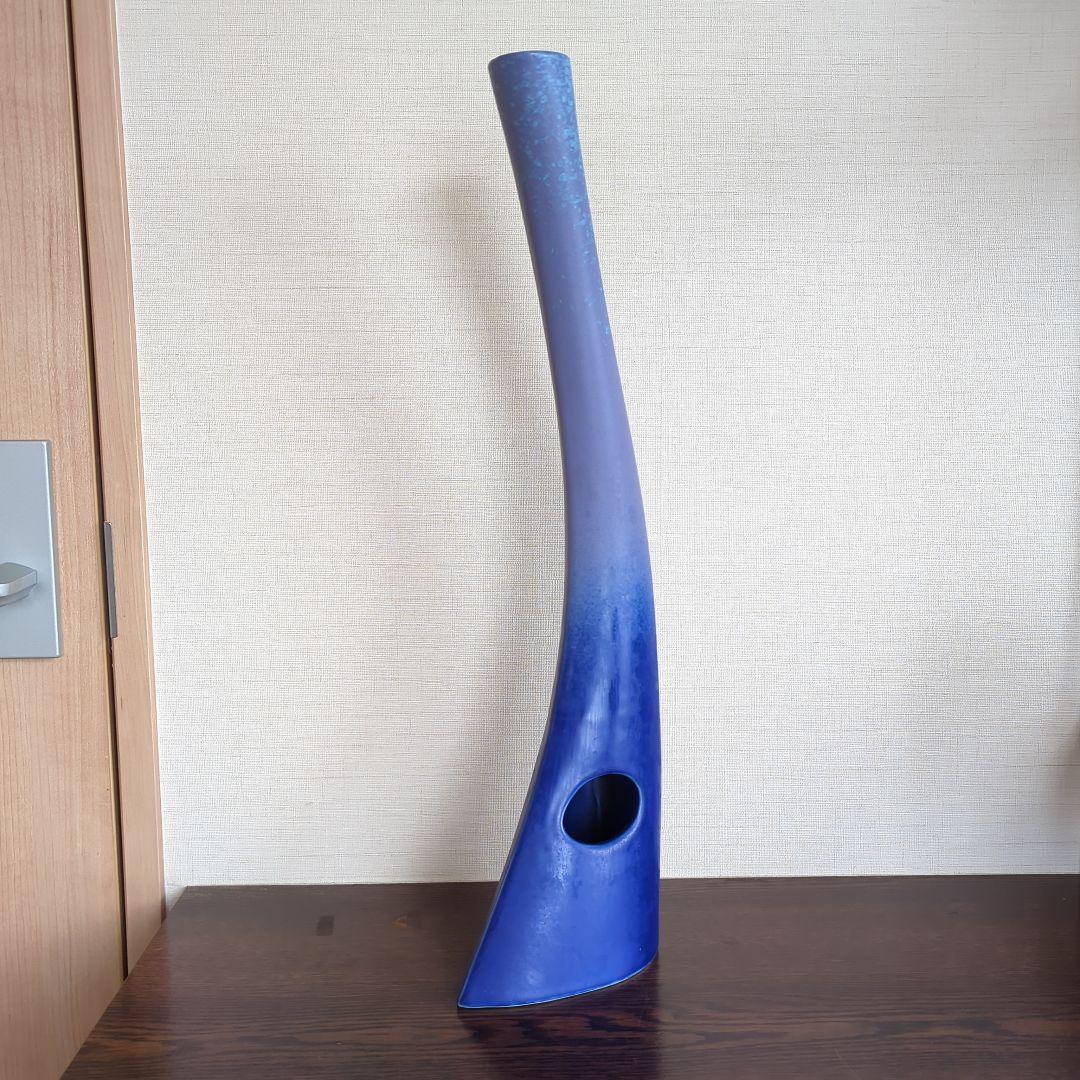 華道生け花アレンジメントフラワー　池坊自由花花器　草月流　青色（高さ50cm）