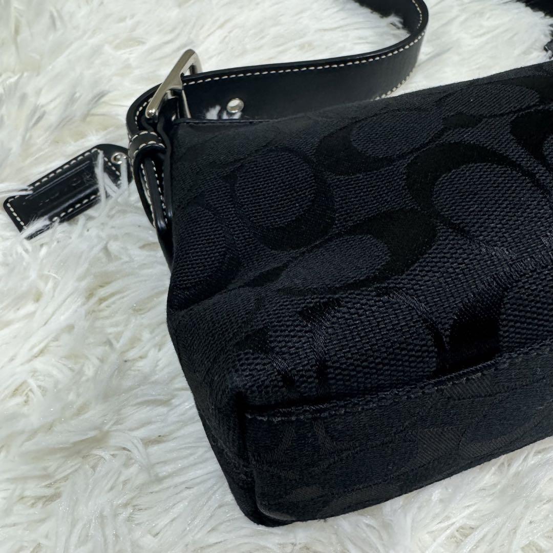 【保存袋付き】COACH アクセサリーポーチ　キャンバス　ブラック　6371 保存袋付き】COACH アクセサリーポーチ キャンバス ブラック 6371