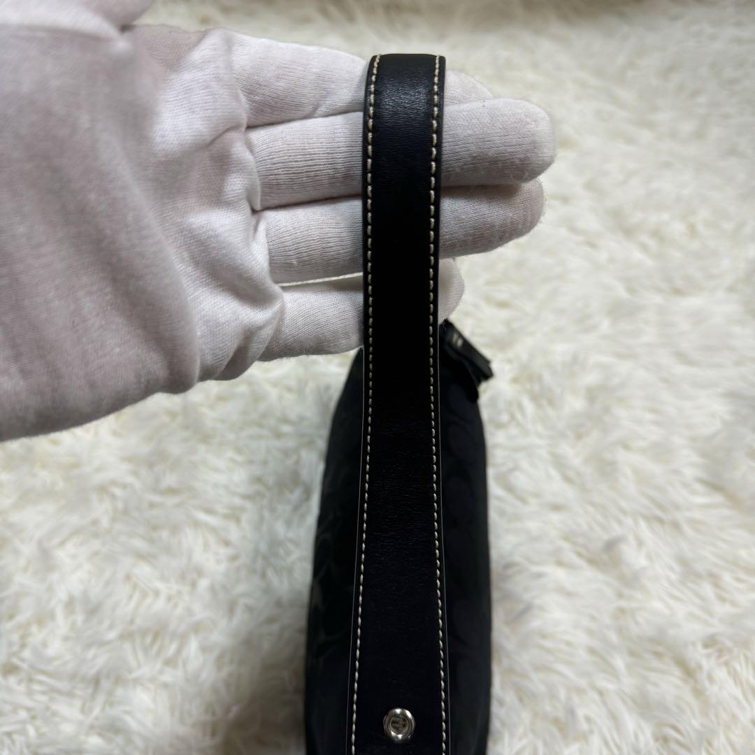 【保存袋付き】COACH アクセサリーポーチ　キャンバス　ブラック　6371 保存袋付き】COACH アクセサリーポーチ キャンバス ブラック 6371