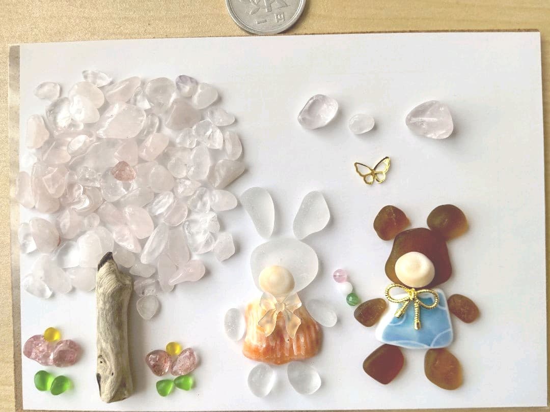 59シーグラスアート工作キット春満開、楽しいおさんぽ