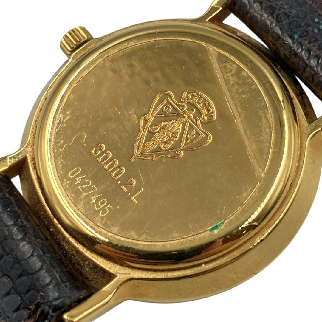 GUCCI 腕時計 ゴールド レザー 3000.2.L 稼働品 電池交換済 GUCCI 腕時計 ゴールド レザー 3000.2.L 稼働品 電池交換済
