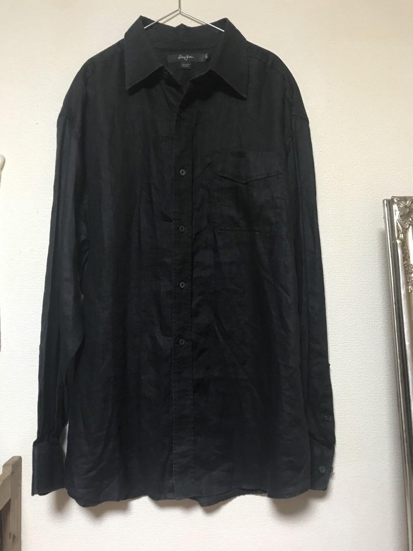 希少❤️ Sean John black linen shirt 00s Y2K