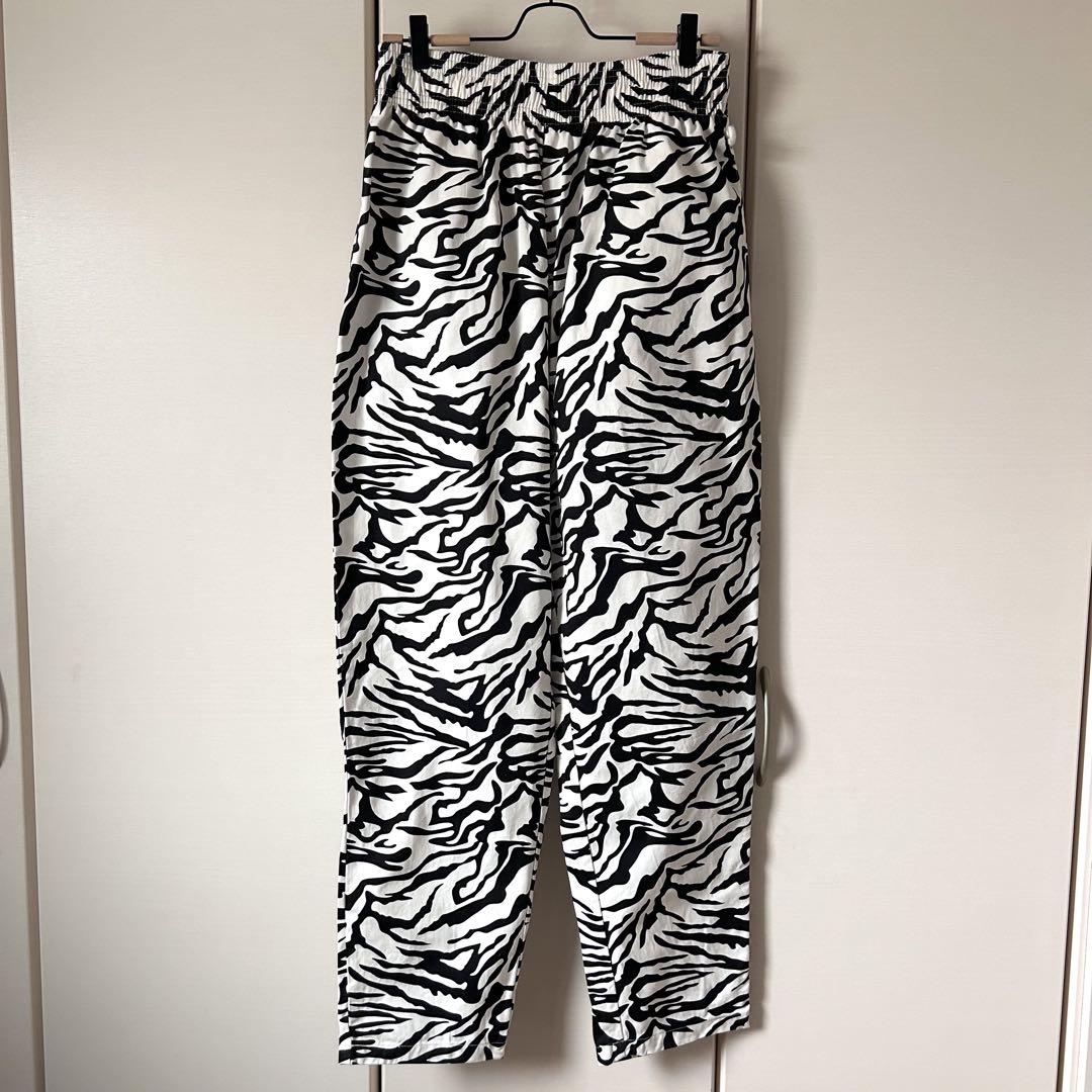 Cookman　シェフパンツ ゼブラ 総柄 L　迷彩 白黒 コットン 美品