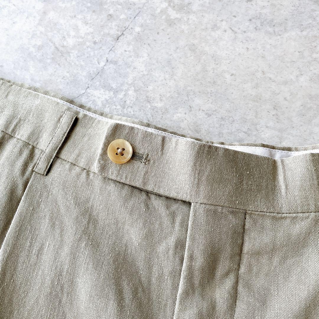 90s RalphLauren ツータック リネンパンツ ワイド スラックス