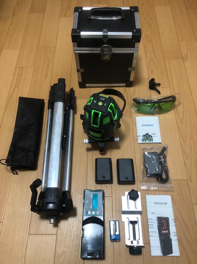 5ライン6点グリーンレーザー墨出し器/墨出し機墨だし器/水平器/受光器と三脚付き 画像10