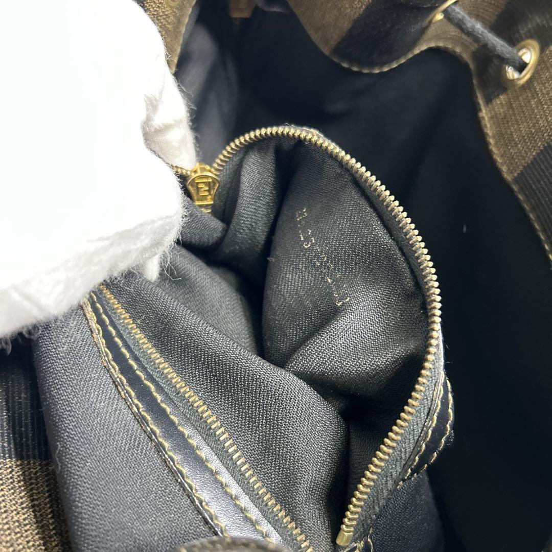 FENDI ペカン柄　リュック　レザー　PVC FFロゴ　gold ブラウン