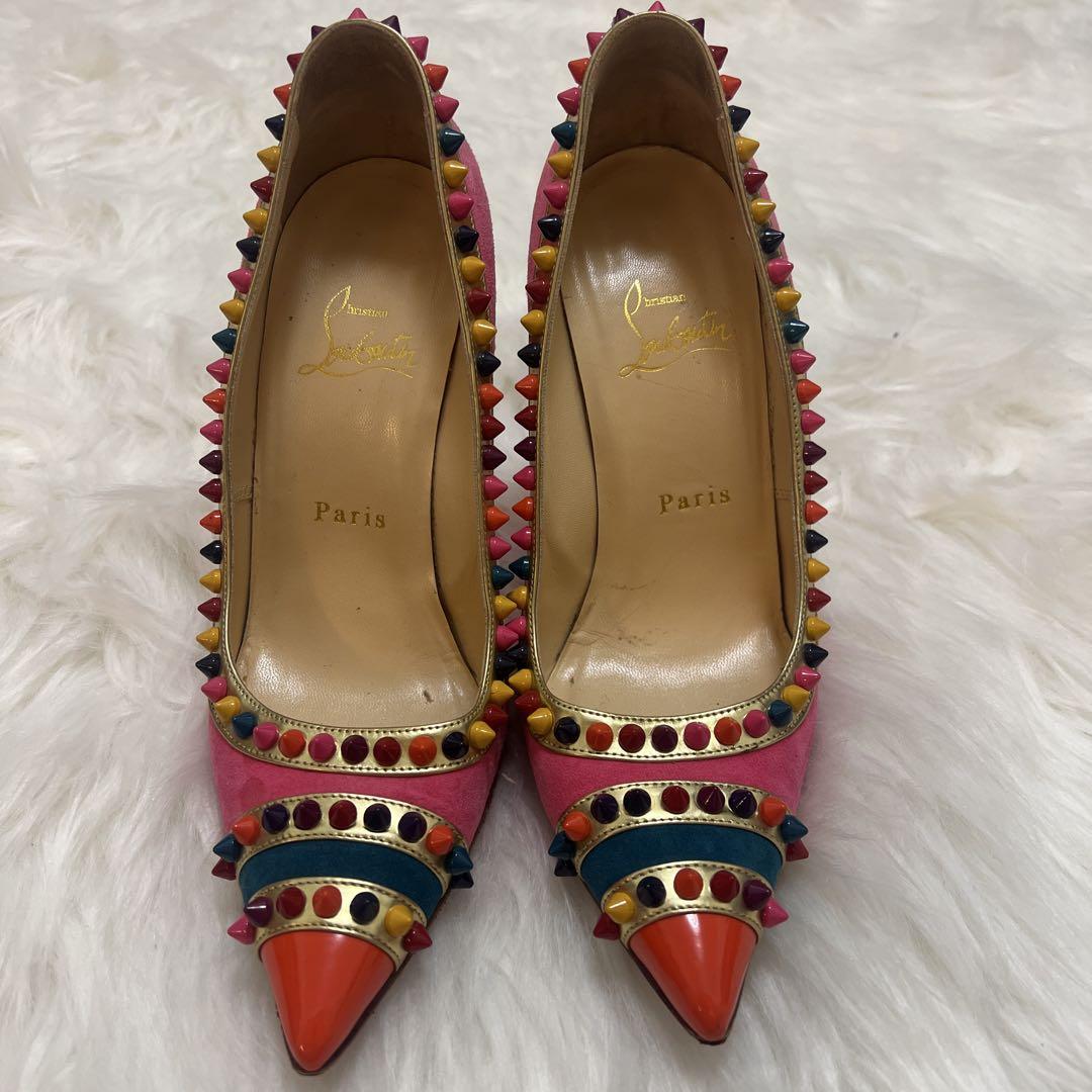 Christian Louboutin ピンク スタッズ ハイヒール