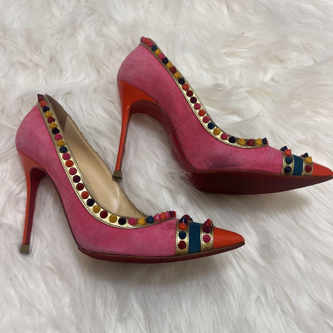 Christian Louboutin ピンク スタッズ ハイヒール