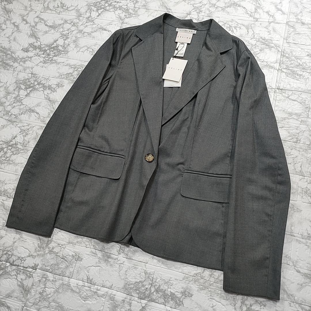 【新品・タグ付】CELINE サマーウール テーラードジャケット グレー 44