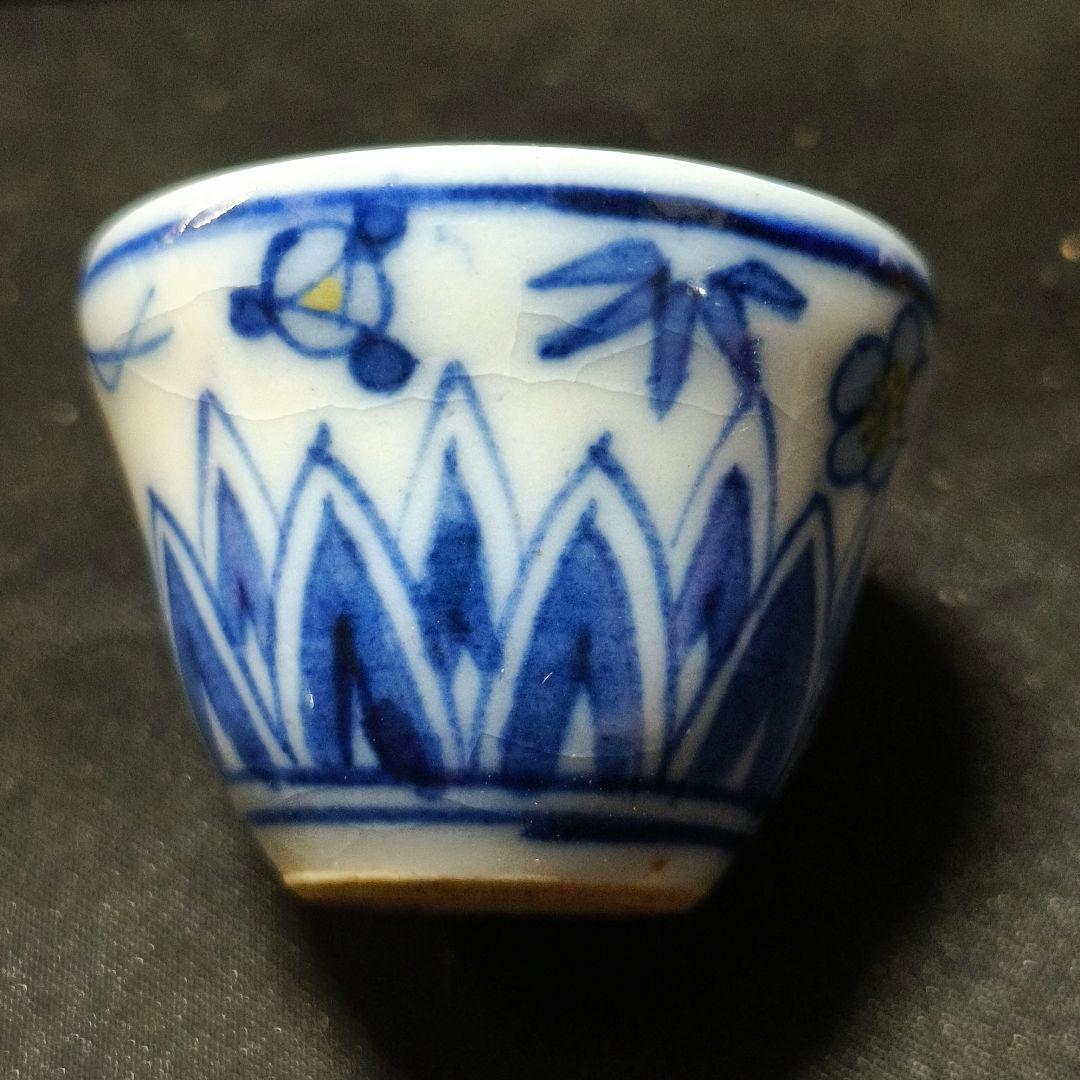 時代杯5客 六兵衛 竹泉 九谷染付 手描き 桐箱入 骨董 蒐集家放出美品 古美術 時代杯5客 六兵衛 竹泉 九谷染付 手描き 桐箱入 骨董 蒐集家放出美品 古美術