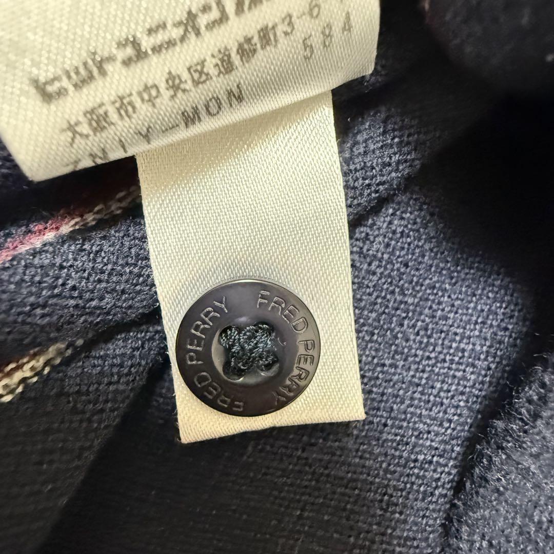 FRED PERRY ポロシャツ L 紺 ストライプ 綿100%