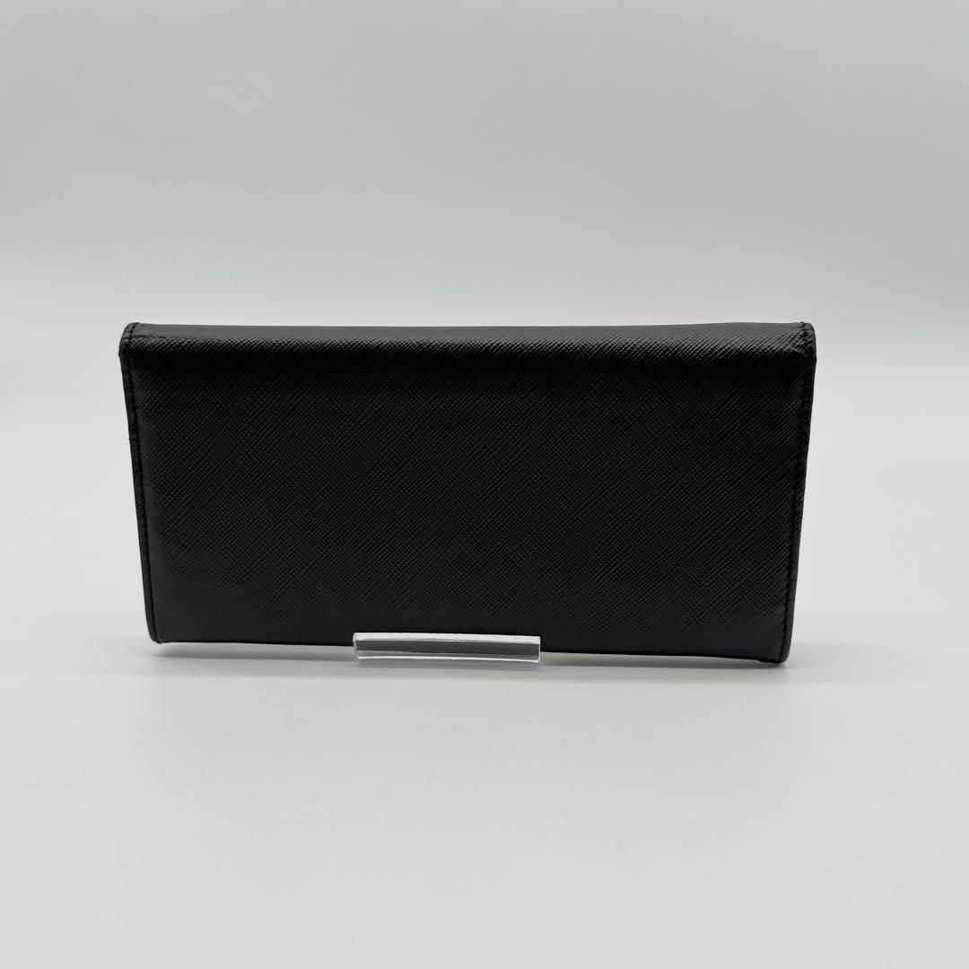 極美品　Salvatore Ferragamo 折り財布　レザー　ヴァラリボン 極美品】Ferragamo レザー 長財布 ヴァラリボン ゴールド金具 黒