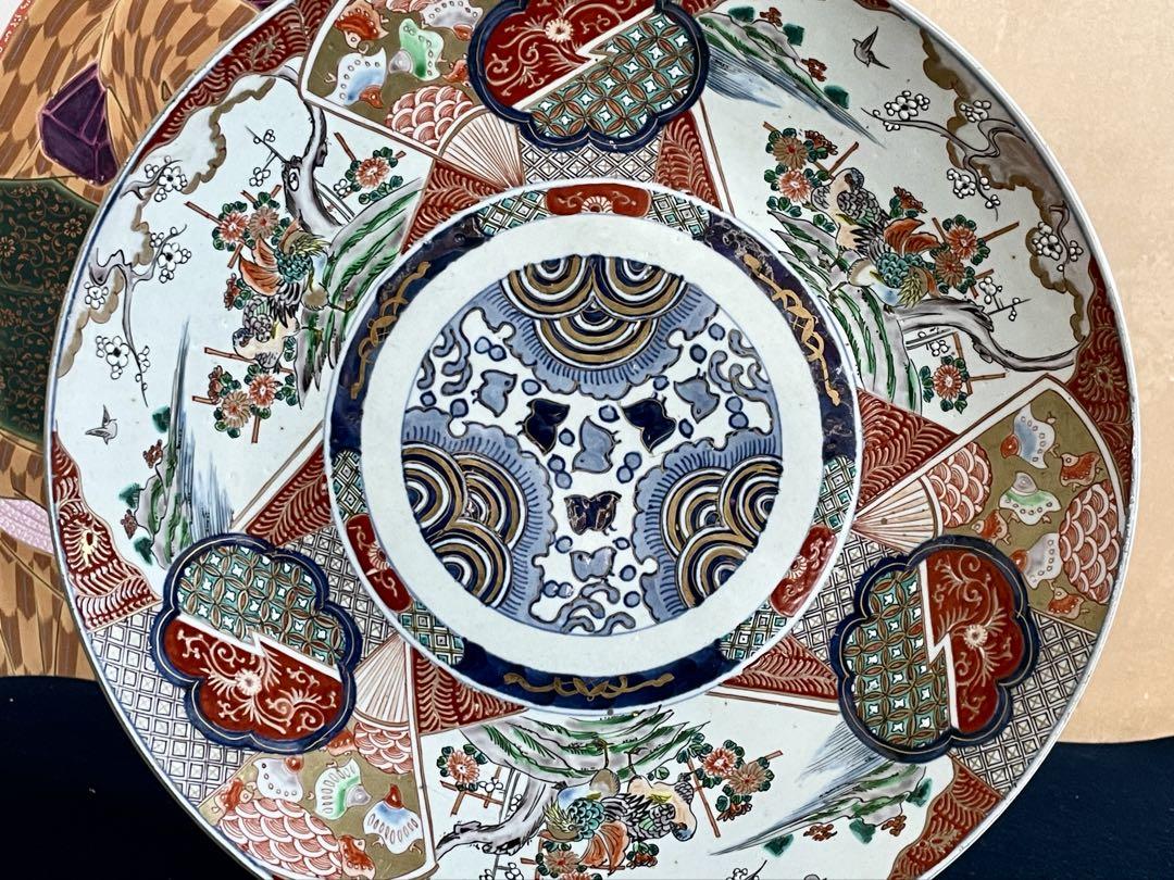 『母』 古伊万里 色絵 吉祥文様 百花繚乱 尺5寸 大皿 (D⑦)❗️割引 『母』 古伊万里 色絵 吉祥文様 百花繚乱 尺5寸 大皿 (D⑦)❗️割引