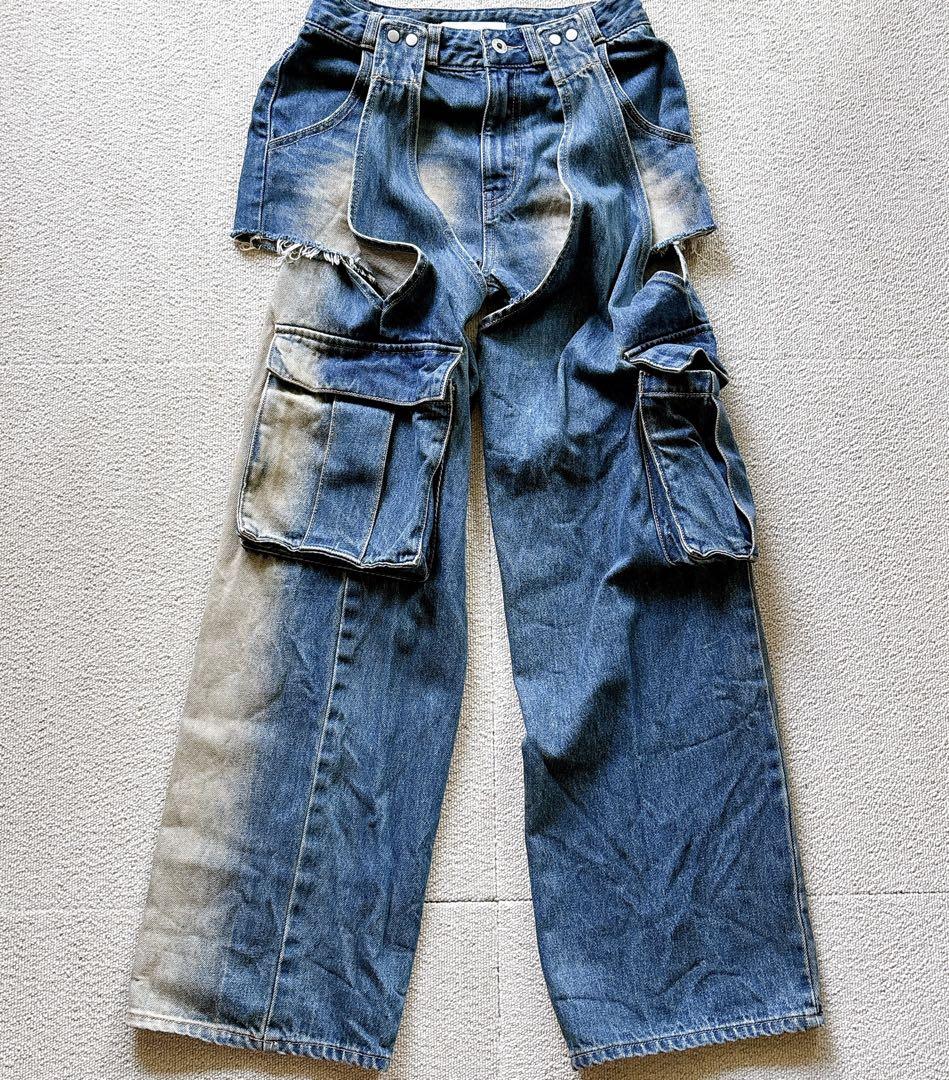 Mサイズ SPIRALGIRL 2WAYカーゴオーバーダイデニム 2023AW