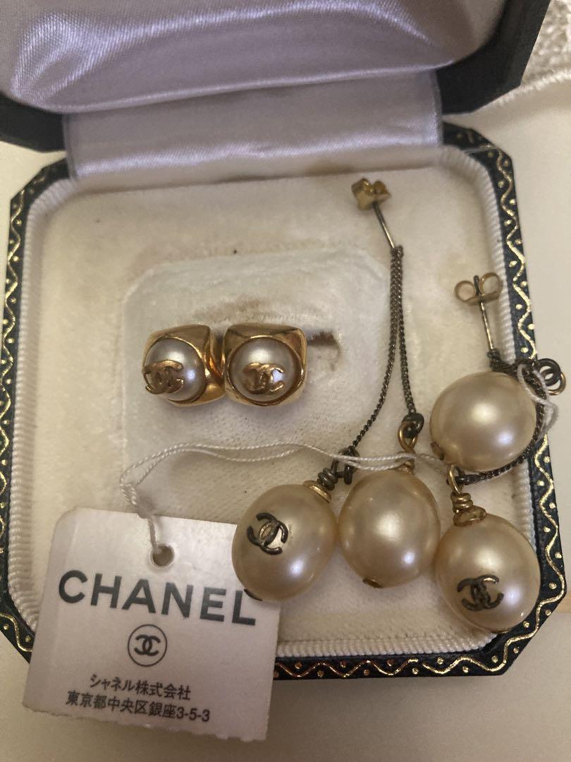 シャネルピアス CHANELピアス パール ロゴ ゴールド２点セット