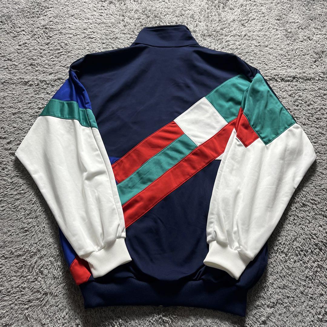 80s adidas トラックジャケット ヴィンテージ ロゴ刺繍 ネイビー 赤