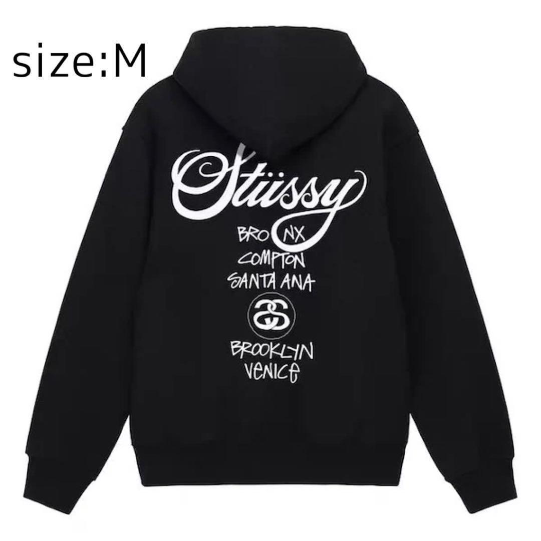 【プレ値・即完モデル】stussy パーカー zip付 サイズM  ブラック