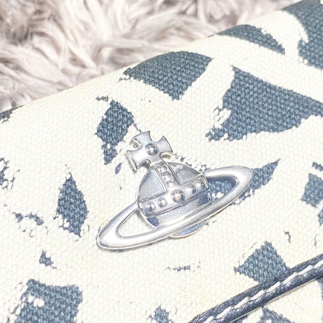 折り財布 【美品】ヴィヴィアンウエストウッド 3つ折り財布 本革 総柄