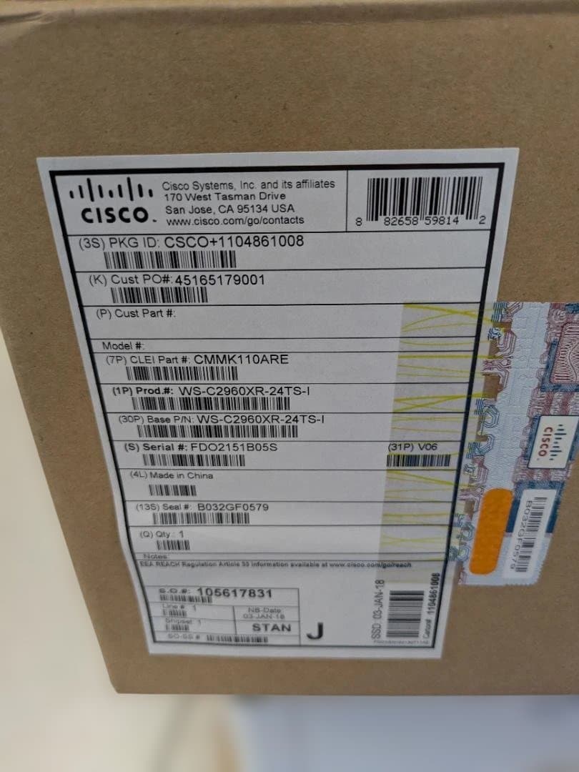 Catalyst 2960-XR　WS-C2960XR-24TS-I　１台