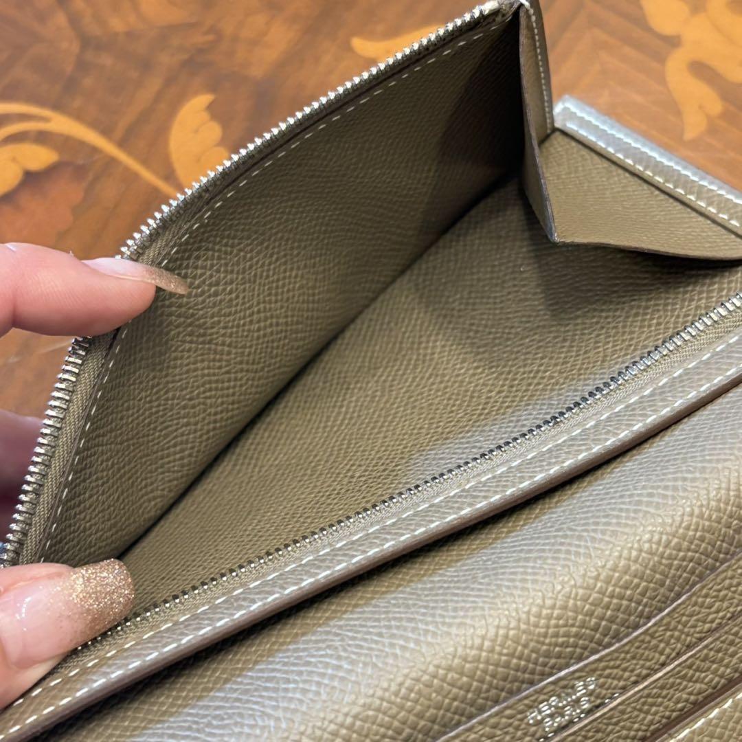 【美日】 HERMES エルメス ベアン スフレ 長財布 エトゥープ