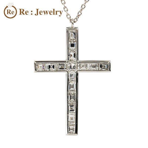 プラチナ900 0.97ct クロス 十字架 プラチナ ダイヤモンドネックレス