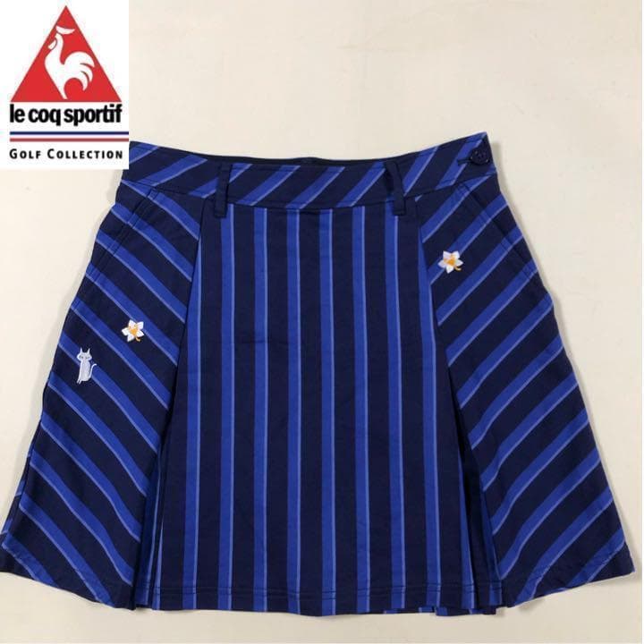 ルコックゴルフ スカート ネイビーブルー系 ストライプ サイズ11