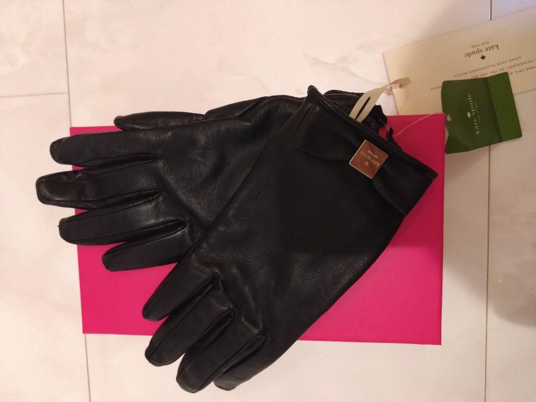 kate spade 黒 レザー手袋
