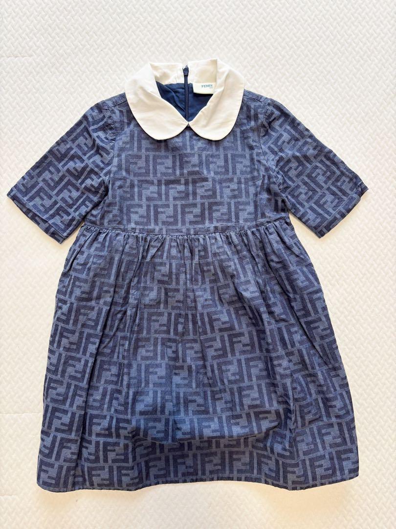 FENDI 半袖ワンピース 100cm FENDI】フェンディ『FFロゴ ズッカ柄 ニット 半袖ワンピース