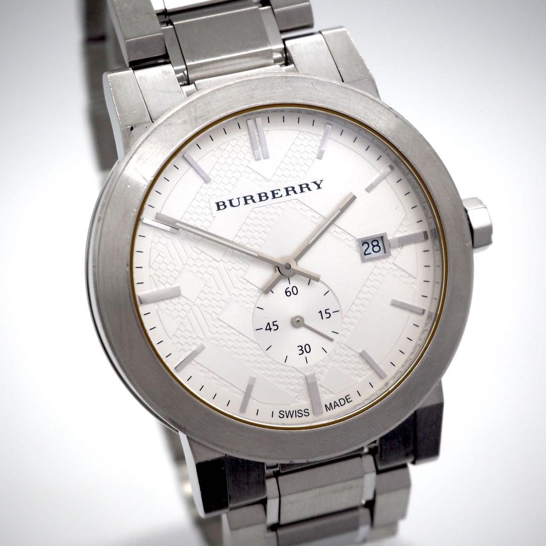 BURBERRY シルバー 時計 548 BURBERRY メンズ 時計 BU9900 デイト シルバー スモセコ