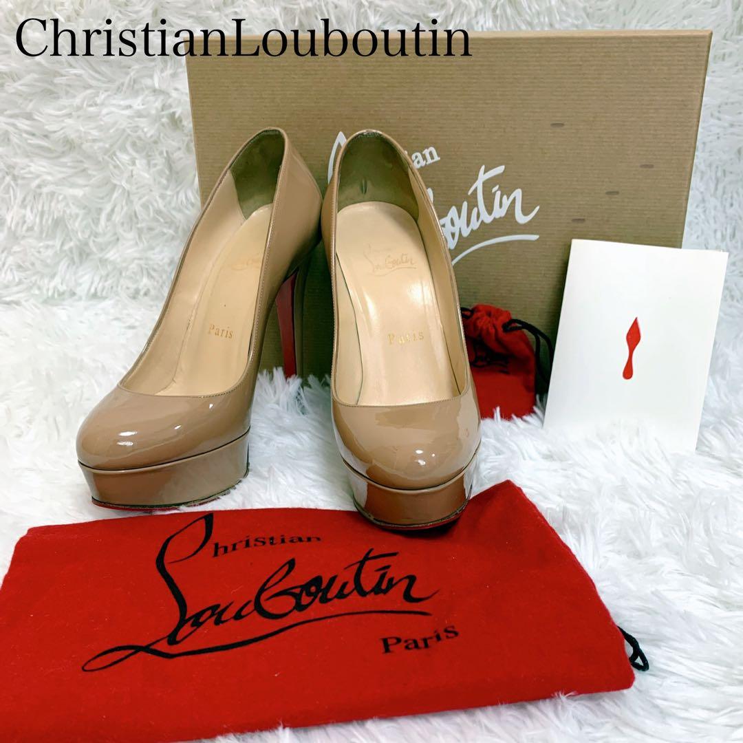 クリスチャンルブタン エナメル パンプス ヒール ベージュ 22.522.5cm Christian Louboutin