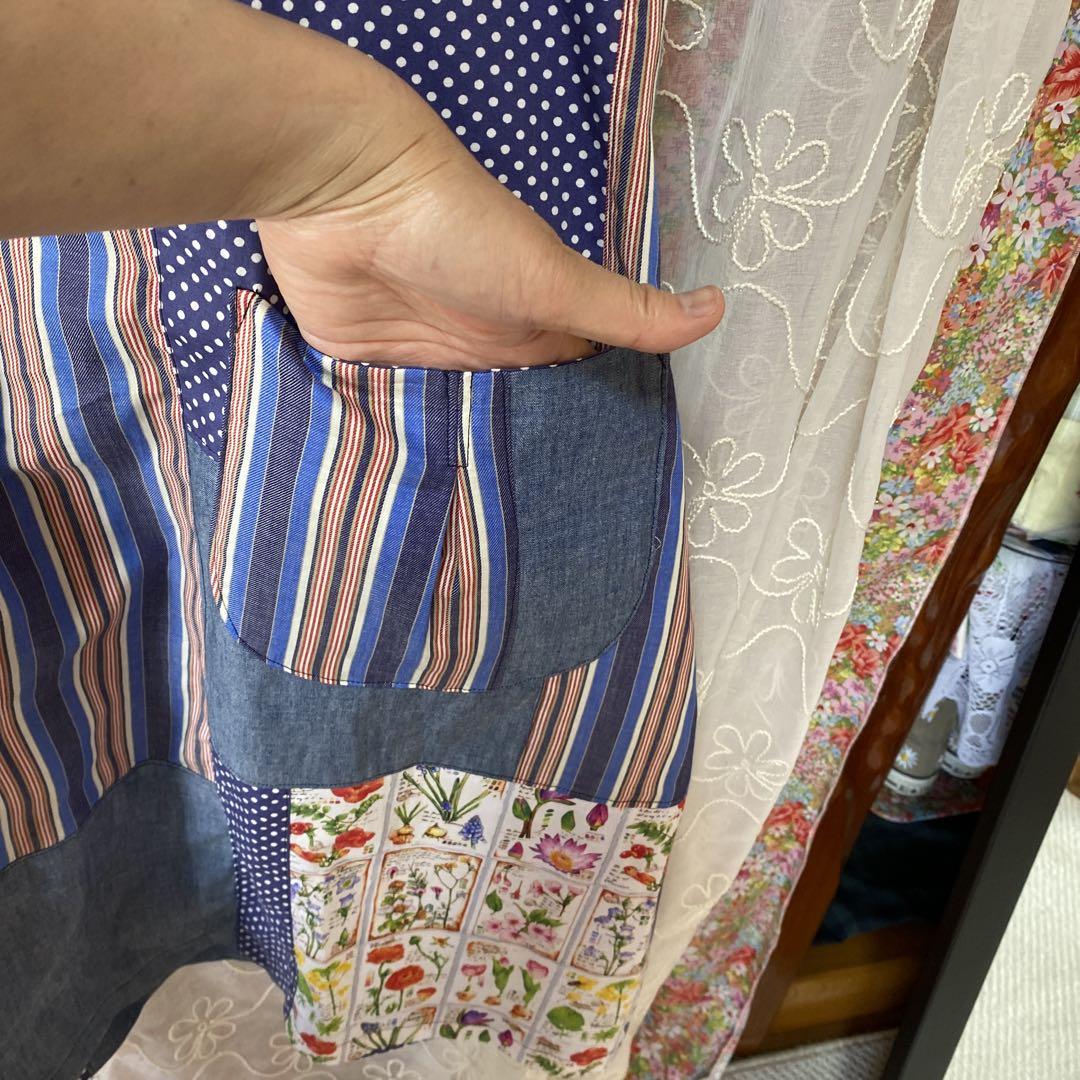 専用　エプロン　ハンドメイド　保育士　パッチワーク　ワンピース パッチワーク❣️手作りエプロンM〜 L保育士様 働き者さんの為の